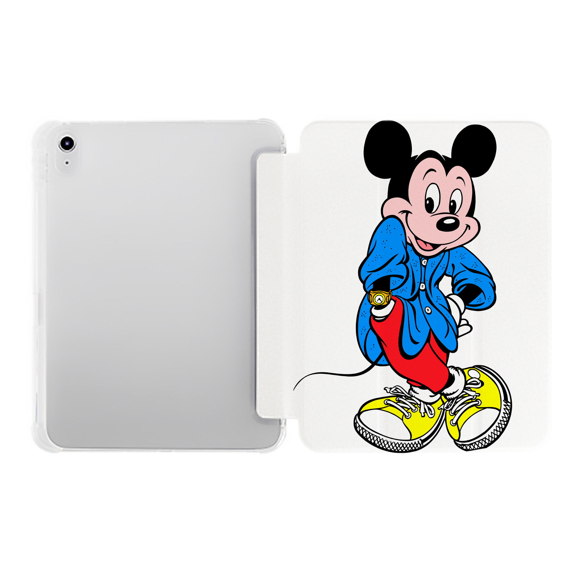 （画像用） ミッキーマウス Mickey Mouse IPad ケース ペン収納付き 三つ折りスタンド PUレザー×シリコン 対応機種9.5/10.5/10.9インチ